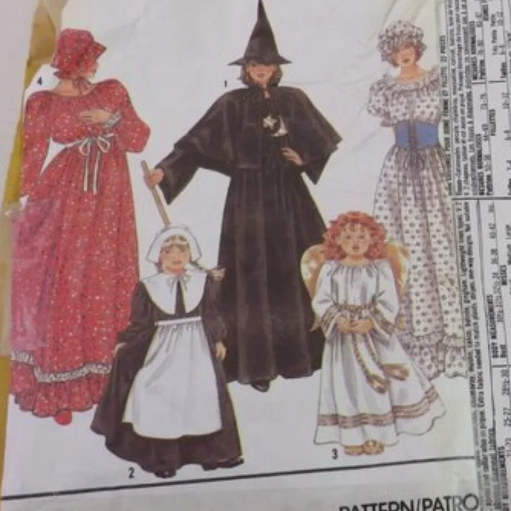 Simplicity 9809 sewing pattern Kid 2-8 Prairie, Witch, Pilgrim, Angel